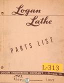 Logan 1922 & 1927, Lathe, Parts LIst Manual